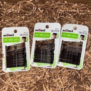 Scunci No-Slip Grip Hair Clips - Black and Brown 3 pack